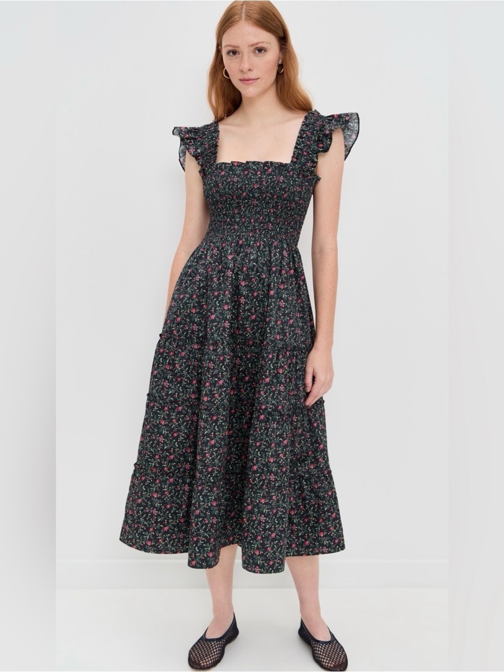 The Hill House Home The Nap Dress in Florentine Ditsy Green Multi Medium maxi